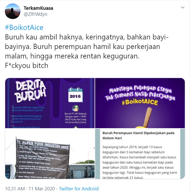Tagar #BoikotAice Jadi Trending Topic Buntut Mogok Kerja Massal Buruh-2