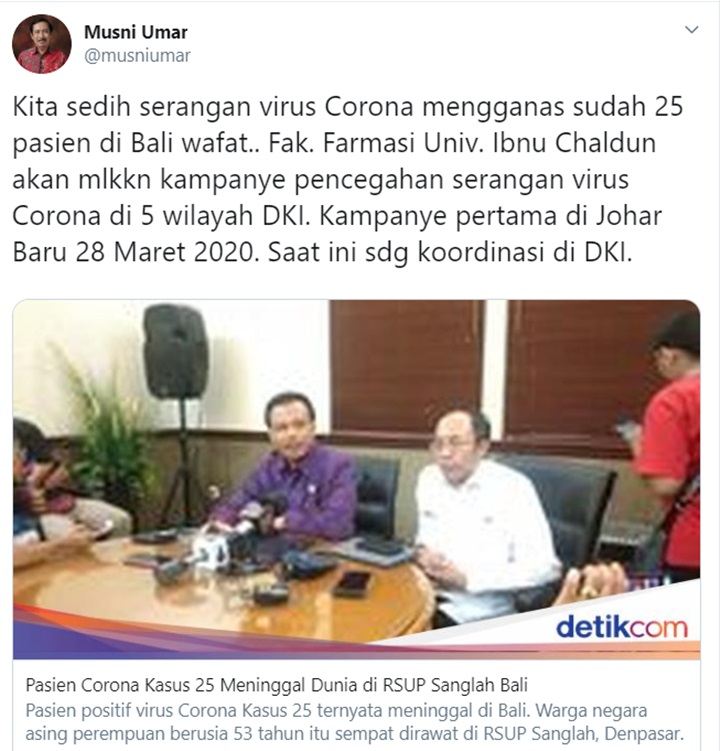Salah Kutip Soal Corona, Rektor Universitas Ibnu Chaldun Dituding Sebar Hoaks dan Jadi Trending-1