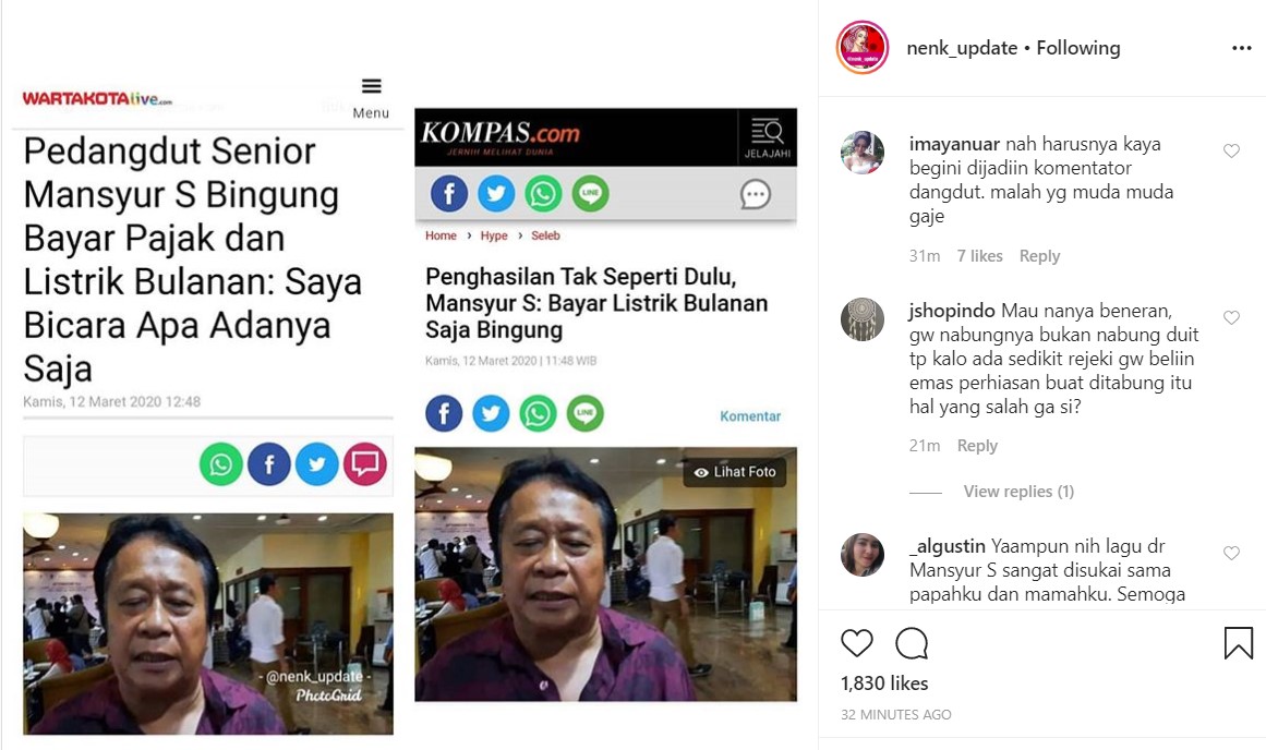 Sepi Job, Pedangdut Senior Mansyur S Bingung Bayar Pajak dan Listrik Bulanan