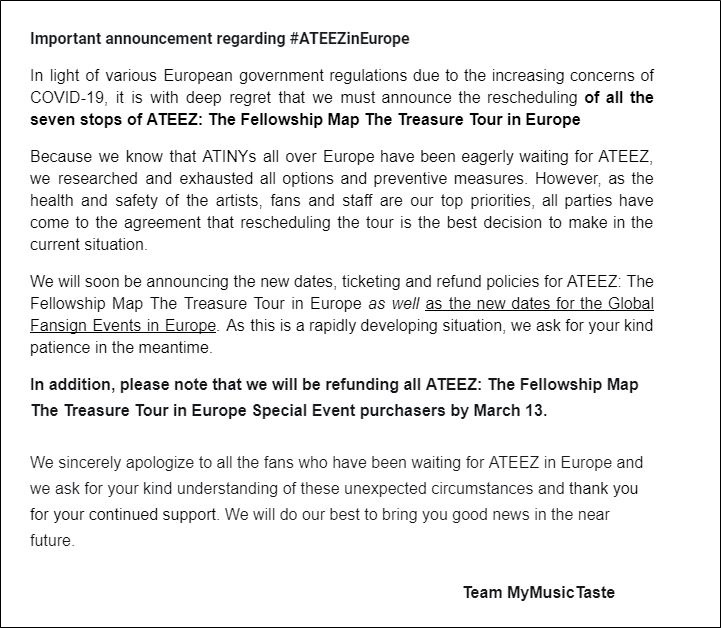  Cegah Penularan Virus Corona, Tur Konser ATEEZ Di Eropa Resmi Ditunda