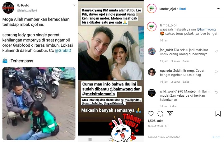 Baim Wong Gercep Bantu Driver Ojol Ibu-ibu yang Kehilangan Motor
