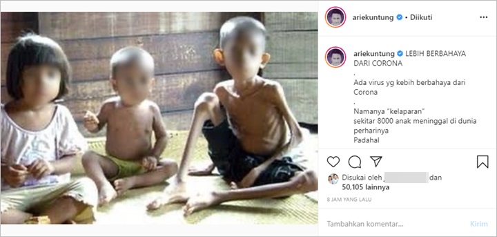 Arie Untung Soal Virus Corona Yang Mewabah Sebut Kasus Kalaparan Lebih Parah