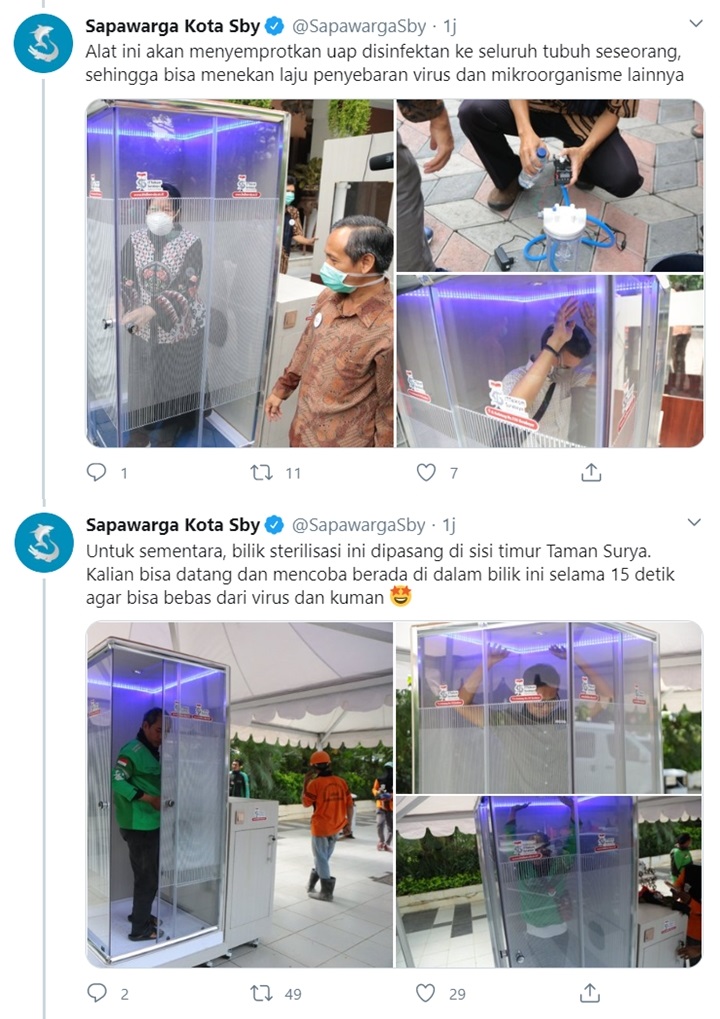 Lawan Corona, Risma Tempatkan \'Bilik Sakti\' Disinfektan di Surabaya-2