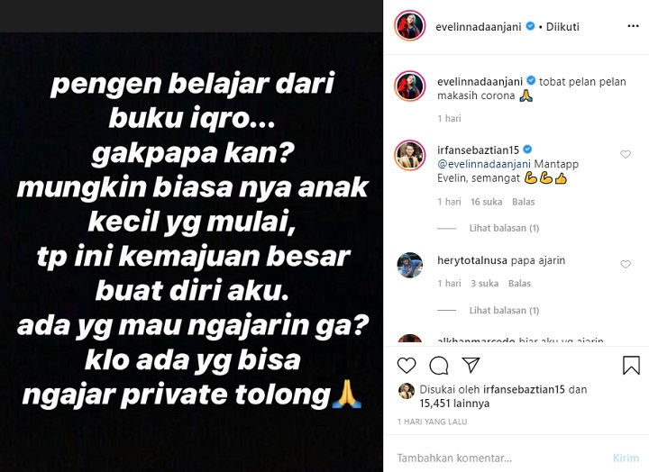Evelin Nada Anjani Tak Malu Belajar Iqro dan Hapalan Surat Pendek Meski Sudah Dewasa