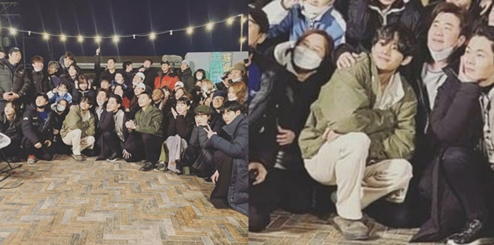 Kunjungi Syuting, Serunya Foto V BTS Bareng Park Seo Joon dan Tim \'Itaewon Class\'