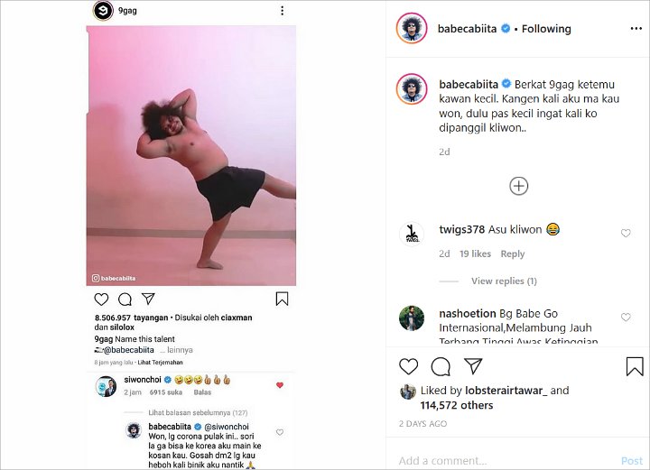 Video Babe Cabita Dibagikan Choi Siwon, Dipuji \'Bakat Tak Nyata\'