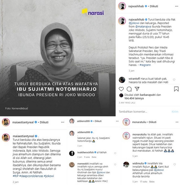 Duka Cita Artis Ibunda Presiden Jokowi Wafat