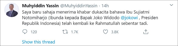 PM Malaysia Turut Berduka Cita Atas Wafatnya Ibu Presiden Jokowi