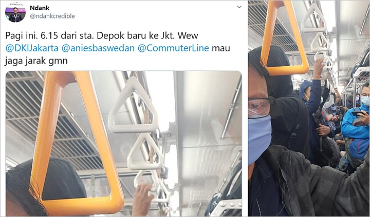 Baru Sehari PSBB Berjalan Untuk Tangkal Corona, \'Wajah\' KRL Pagi Ini Jadi Sorotan