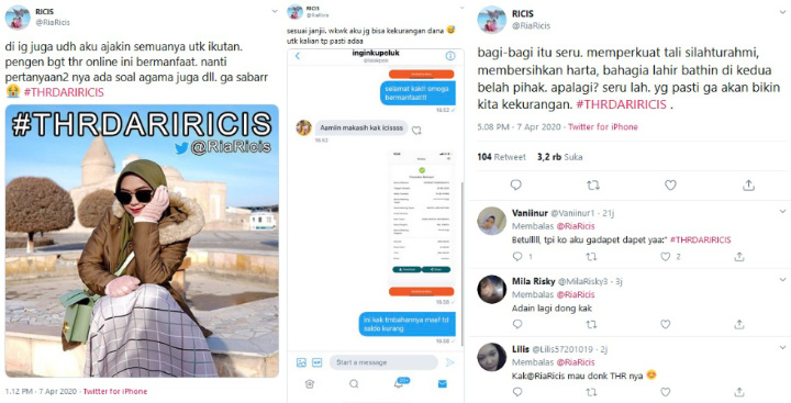 Ria Ricis Sempat Kehabisan Saldo Saat Bagi-bagi THR Dadakan di Twitter, Kok Bisa?
