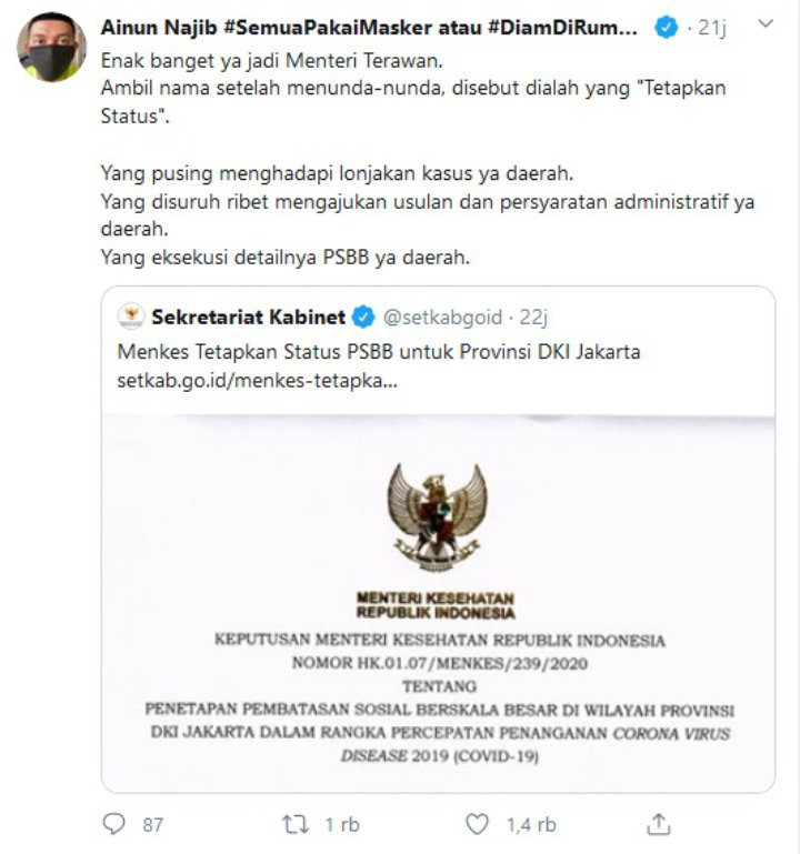 Birokrasi Penetapan PSBB Corona di Jakarta Dikritik Terlalu Lambat