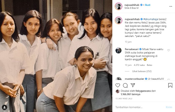 Najwa Shihab Bagikan Foto Lawas, Komentar Fiersa Besari Sontak Bikin Netter Kenang Masa SMA
