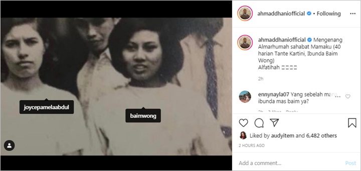 Ahmad Dhani Mengenang Ibunda Baim Wong