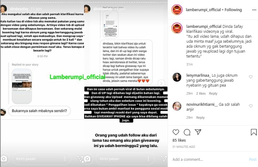 Dinda Safay Klarifikasi Usai Bikin Heboh Soal Video Cara Buat Cairan Diffuser dengan Antiseptik