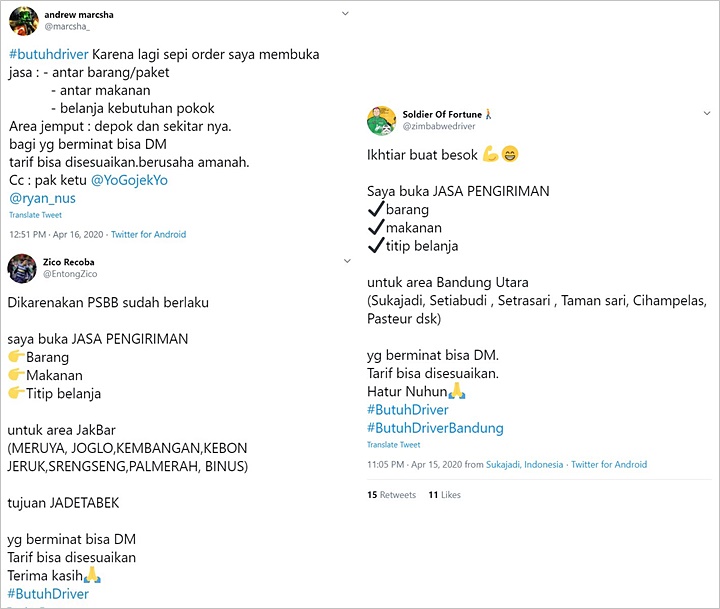 Sepi Orderan di Tengah Pandemi Corona, Driver Ojol Tawarkan Jasa #ButuhDriver Lewat Medsos