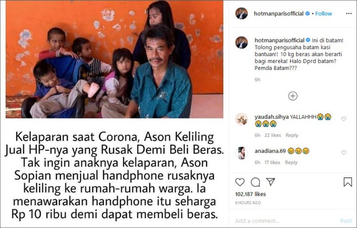 Hotman Paris Pertanyakan Pemda Batam Soal Warganya Yang Kelaparan Sampai Jual HP Rusak