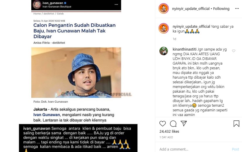 Ivan Gunawan Berharap Klien Yang Tak Bayar Baju Rancangannya Segera Punya Iktikad Baik
