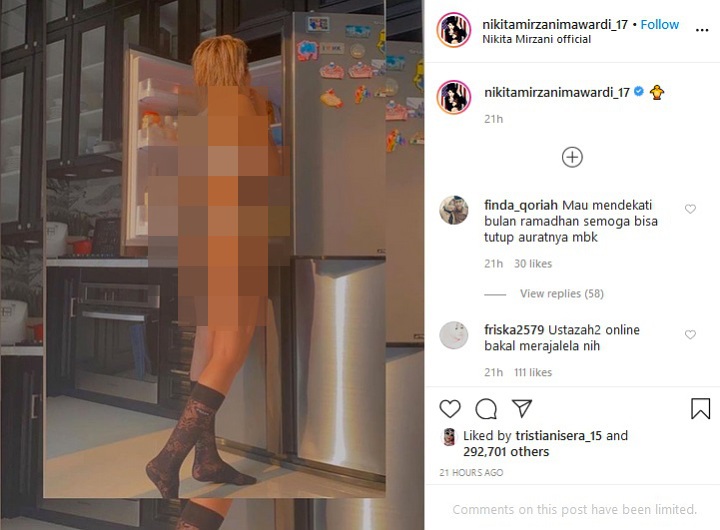 Cuma Pakai Celana Dalam dan Sport Bra di Depan Kulkas, Body Goals Nikita Mirzani Bikin Iri