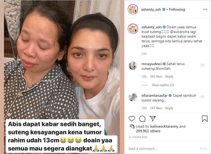 Ashanty mengabarkan ART Kesayangan Suteng Kena Kanker Rahim