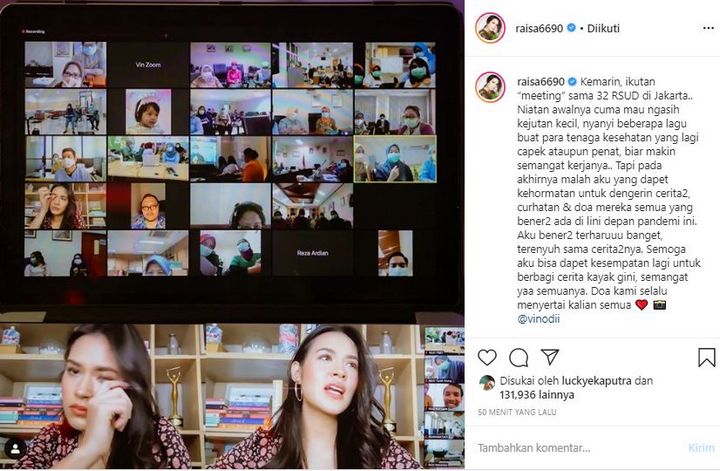Raisa Menangis Saat Video Call Bareng tenaga Kesehatan