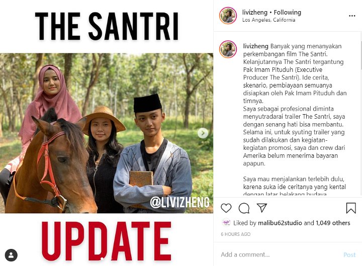 Sempat Rilis Trailer, Livi Zheng Bawa Kabar Terbaru Tentang Film \'The Santri\'