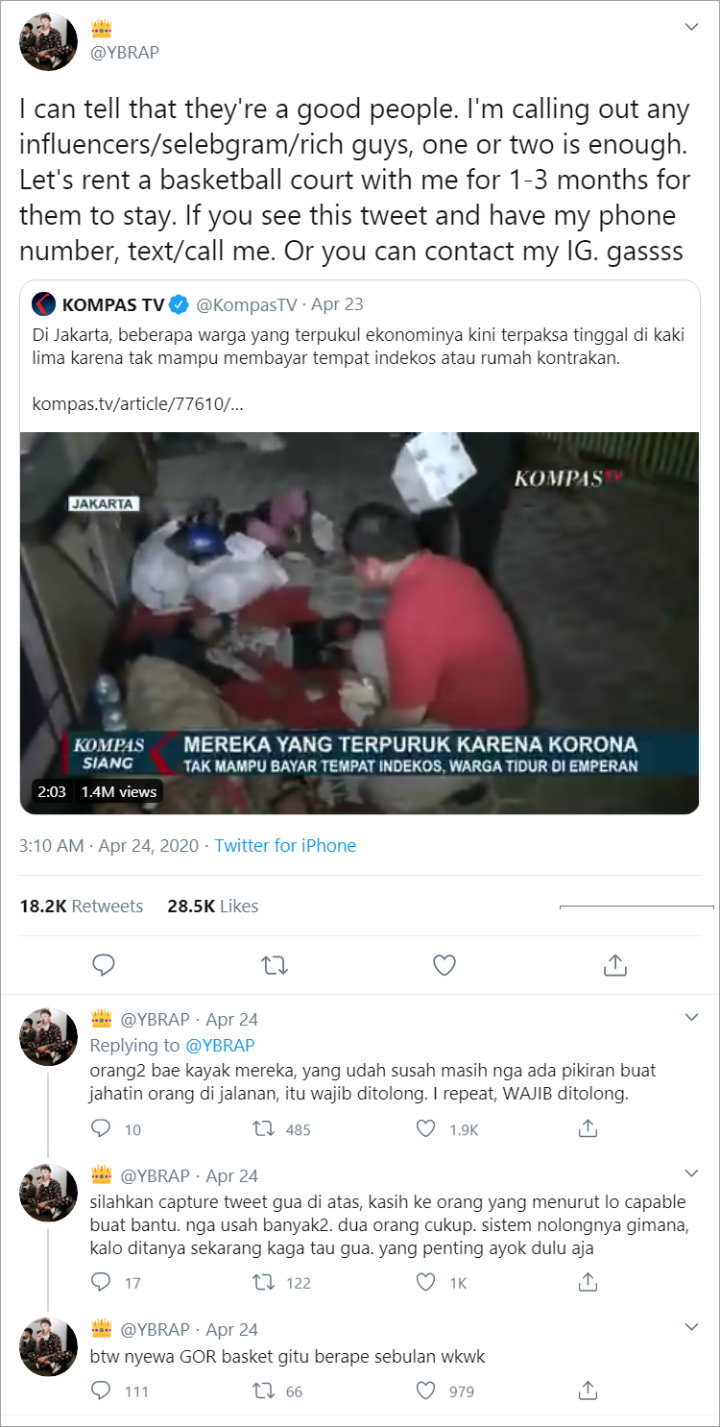 Reza Arap Ingin Sewa GOR untuk Tunawisma Korban COVID-19
