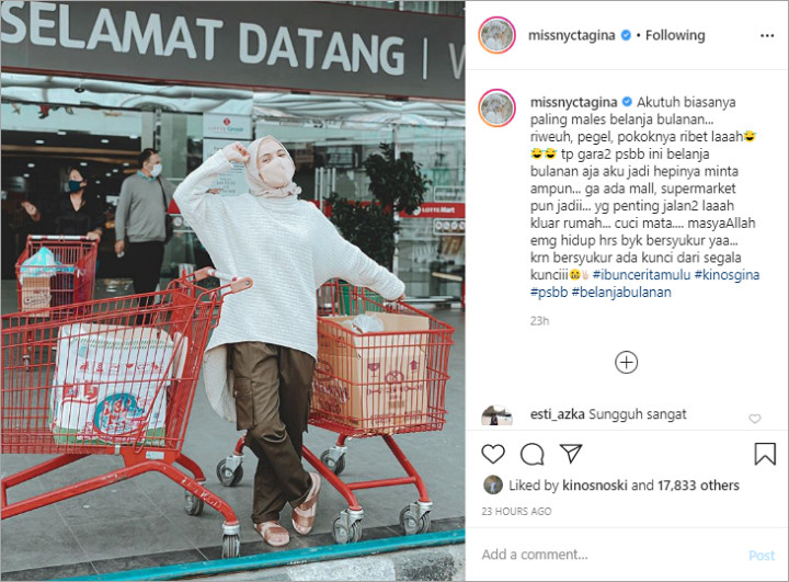 Kelamaan di Rumah, Nycta Gina Jadi Kegirangan Saat Bisa Belanja Bulanan