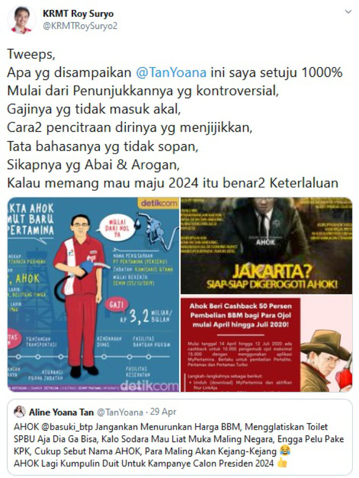 Roy Suryo Sindir Ahok