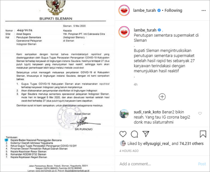 Sempat Beredar Hoax, Swalayan di Sleman Tutup Sementara Usai Hasil Tes 27 Karyawan Reaktif