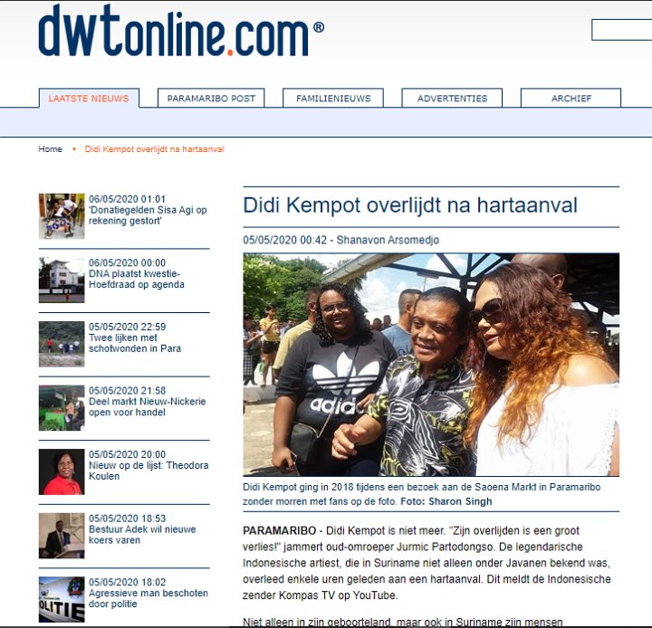 Kabar Didi Kempot Meninggal Masuk Media Asing, Portal Berita Inggris Sempat Lakukan Kesalahan ini