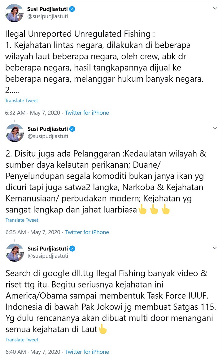 Jenazah ABK WNI Dibuang Kapal Tiongkok ke Laut, Susi Pudijastuti Singgung Satgas 115