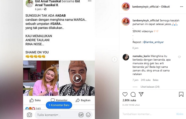 Andre Taulany dan Rina Nose Dikecam Usai Bercanda Pakai Marga \'Latuconsina\', Bakal Dipolisikan?