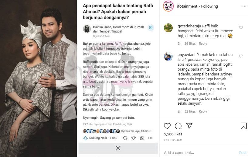 Sikap Ramah Raffi Ahmad Saat Bertemu Fans Terungkap Dari Pengalaman Netizen Ini