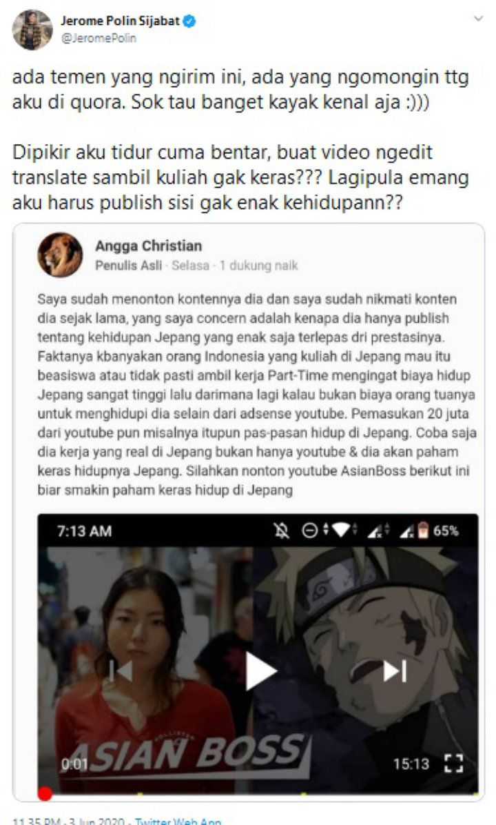 Jerome Polin Disebut Hidup Enak Tanpa Kerja Keras di Jepang
