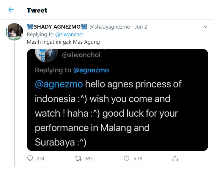 Siwon Nge-twit Pakai Bahasa Indonesia, Netizen Bocorkan Kedekatannya dengan Agnez Mo