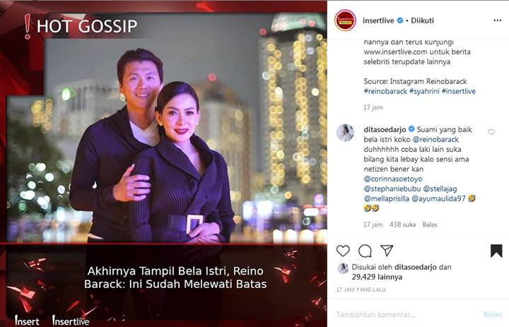 Dita Soedarjo Puji Sikap Reino Barack Bela Istri