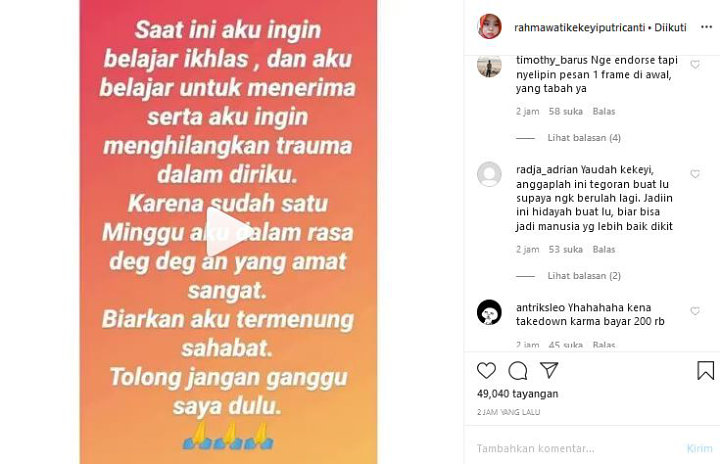 Rahmawati Kekeyi Tertekan