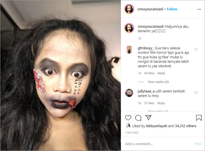 Ikutan \'Lathi Challenge\', Makeup Seram Cimoy Malah Bikin Netizen Kaget