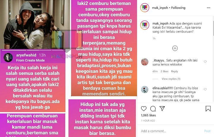 Suami Evi Masamba Curhat