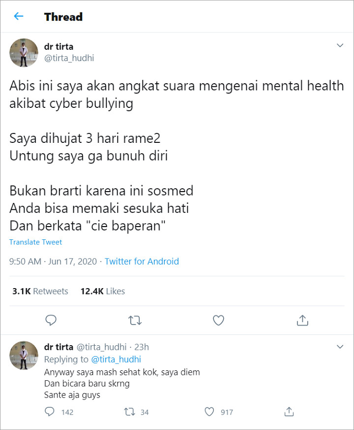 dr. Tirta Bicara Soal Kesehatan Mental