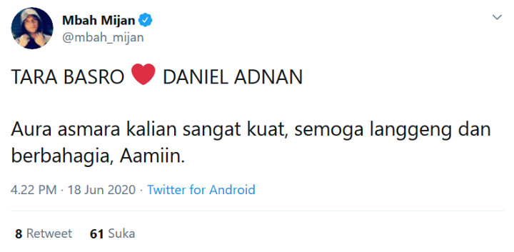Tara Basro dan Daniel Adnan Menikah, Mbah Mijan: Aura Asmara Kuat