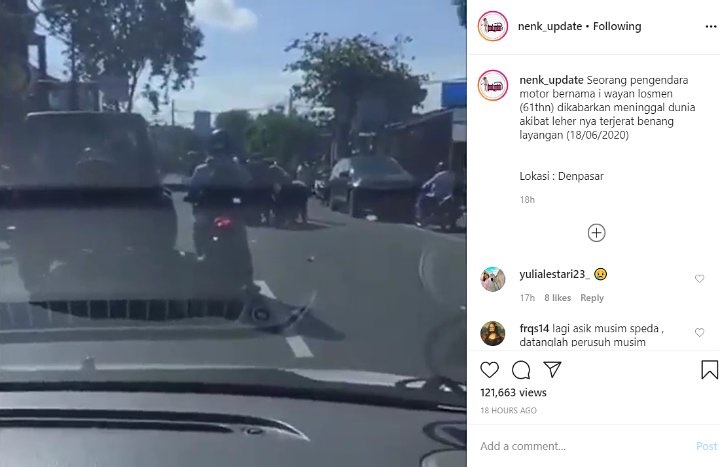 Viral Pengendara Motor di Denpasar Tewas Gara-Gara Leher Terlilit Benang Layangan