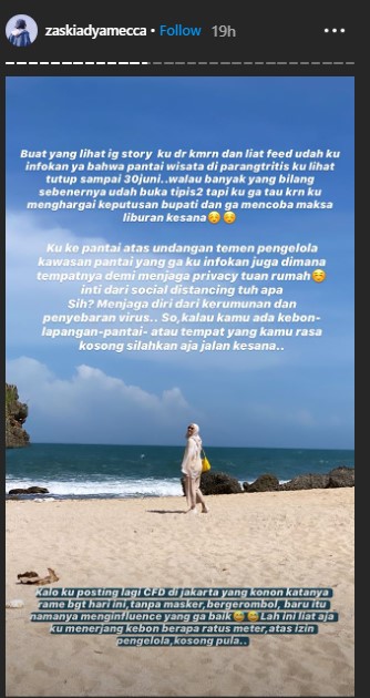 Zaskia Adya Mecca Beri Pembelaan Ini Pasca Dihujat Karena Pergi Liburan Ke Pantai