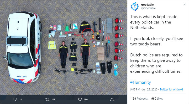 Polisi Belanda Wajib Bawa Boneka Teddy Bear Saat Patroli, Kenapa?
