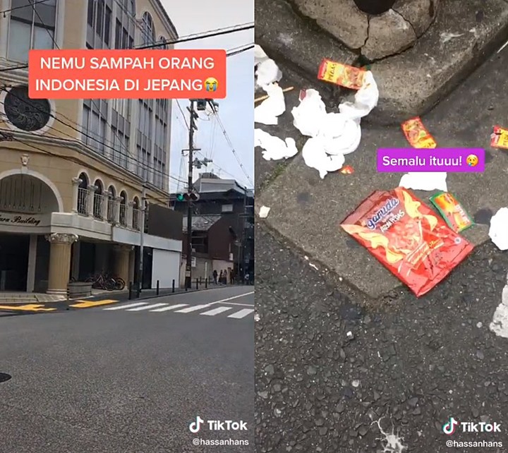 Viral Video Sampah Bungkus Makanan Produk Indonesia Berceceran di Jalanan Jepang