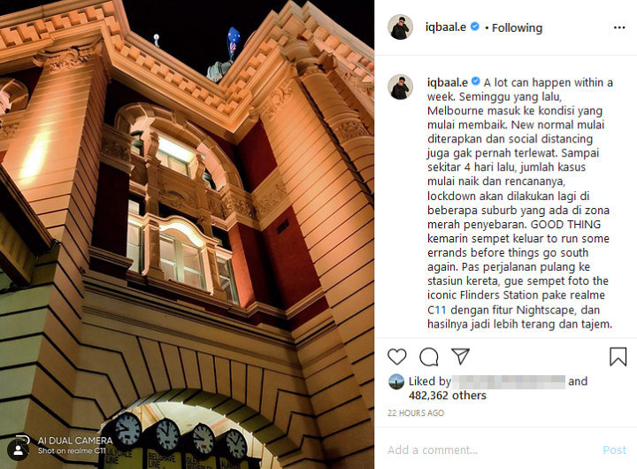 Kabarkan Kondisi Pandemi COVID-19 di Melbourne, Iqbaal Ramadhan Malah Digombali Netizen