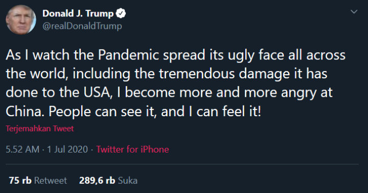 Tweet Donald Trump Terkait Tiongkok