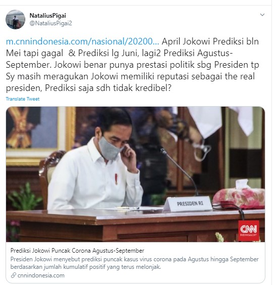 Prediksi Puncak Covid-19 Meleset, Eks Komisioner Komnas HAM Ragukan Kredibilitas Jokowi