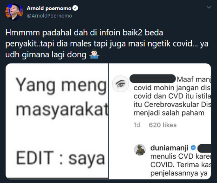 Awkarin hingga Chef Arnold Komentari Alasan Anji Tulis COVID-19 Jadi CVD