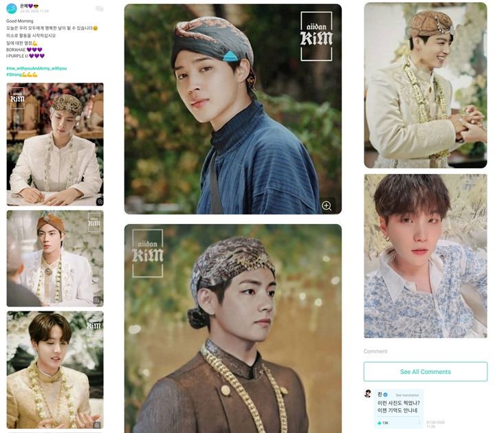 Indonesia Ternotice, Jin Kaget Member-Member BTS Diedit Jadi Pengantin Jawa